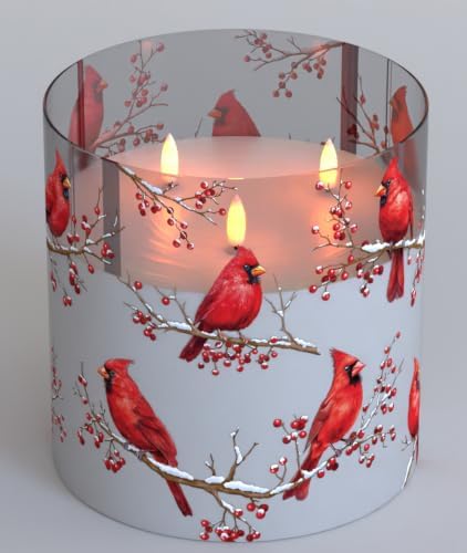 Extra Large Flameless Candles with 3 Wicks, 6"x6" Glass Battery Operated by AFINETH