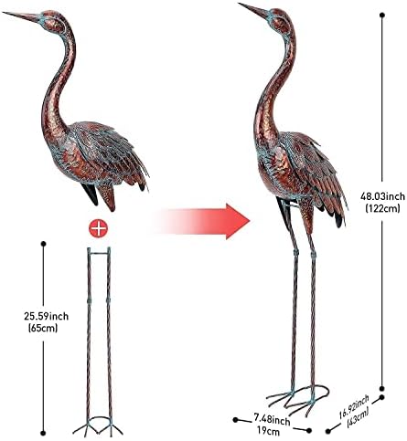 chisheen Outdoor Garden Crane Statues and Sculptures Metal Yard Art Statue for Garden Decoration Large Size - Image 2