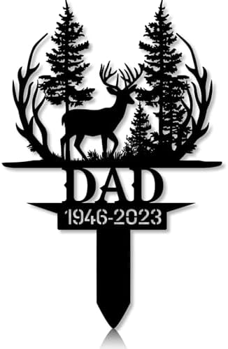 Personalized Hunter Grave Marker Deer Hunter Dad Memorial Memorial Garden Stake 8-24 inch Hunter Dad Loss Gift, Hunter Memorial Gift Loss of Loved One (Deer Hunter Dad Memorial) by Linktee