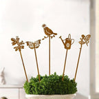 Garden Decorations 5pcs Rusty Metal Stakes - Rustic Outdoor Decor -of Rust-Look Stakes for, Patio Balcony - Vintage Yard Art with Handcrafted Appeal - Image 3