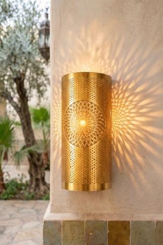 Moroccan Brass Wall Lamp Sconce Home Decor, Handmade Lighting Copper Metal Lights Turkish Lamp, Ramadan Candle Lantern, Candle Holder, Indoor Outdoor, Patio, Porch, Shelf, Garden (Solar) - Image 6