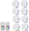 Submersible LED Lights with Remote Underwater Pool Light IP68 Magnet 13 LED Bright Lamp RGB for Pond/Pool/Aquarium(8 Light 2 Controller,8.5CM) by Unknown