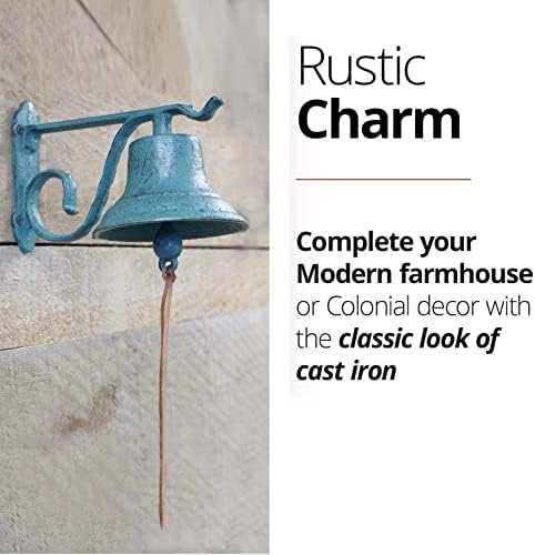 NACH Rustic Cast Iron Doorbell, Small Door Bells for Homes, Dinner Bell, Small Bell, Kitchen Door Bell, Turquoise Door Bell, 8.5x5x6.5 Inches, JS-90-091AT - Image 5
