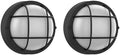 8 Inch Black Round Bulkhead LED Light Set of 2,Nautical Outdoor Lights Black Round LED Sauna Light 3000K,1500LM,15W Outdoor 8" Nautical Bulkhead Wall Lights by Faymartlighting
