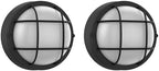 8 Inch Black Round Bulkhead LED Light Set of 2,Nautical Outdoor Lights Black Round LED Sauna Light 3000K,1500LM,15W Outdoor 8" Nautical Bulkhead Wall Lights by Faymartlighting