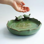 Ceramic 9.45 inch Beige Heavy Duty Ground Wild Bird Bath Bowl or Feeder for Outdoor Garden, Bowl Only - Image 6