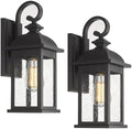 FEMILA Exterior Wall Sconce, 2 Packs Outdoor Waterproof Wall Lights Fixture, E26 Socket Wall Lantern for Porch, Anti-Rust Matte Black Finish with Seeded Glass Lampshade, 4FD54B-2PK BK by FEMILA