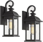 FEMILA Exterior Wall Sconce, 2 Packs Outdoor Waterproof Wall Lights Fixture, E26 Socket Wall Lantern for Porch, Anti-Rust Matte Black Finish with Seeded Glass Lampshade, 4FD54B-2PK BK by FEMILA
