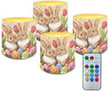 4 Pack Floral Bunny Egg LED Candles Flickering Flameless Candles with Remote and Timers Battery Operated Tea Lights with Remote Pillar Battery Tea Lights for Easter Day Party by Merkmak