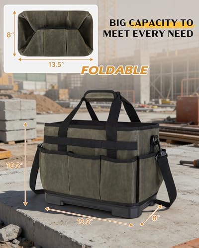 Marscamd Waxed Canvas Tool Bag with Hard Bottom and 8 Pockets - Image 5