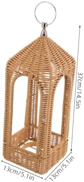 Handwoven Boho Candle Lantern Holder with Hanging Design, Coffee PE - Image 2