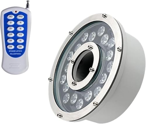 RGB LED Ring Fountain Light with Remote Control, IP68 Waterproof Underwater Submersible Pond Light for Garden Pool Water Feature Illumination(AC12V,24W) by Unknown