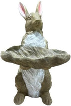 Garden Statues Bunny Sulpture with Leaf-Shaped Tray Fall Decor 22.44 Inch by Guioiby