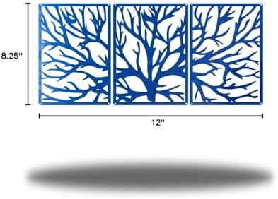 Riverside Designs 3 Panel Tree | Large Metal Art Sectioned Steel Decor | Made In USA | Multiple Sizes and Colors (Blue, 30") - Image 2