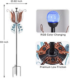MUMTOP Wind Spinner Outdoor, Large Metal LED Kinetic Wind Sculptures, Tulip - Image 4