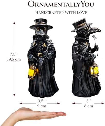 OrnamentallyYou Plague Doctor Creepy Home Figurine, 8" LED Haunted Halloween House Statue - Image 4