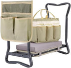 Ohuhu Upgraded Garden Kneeler and Seat 2-in-1 Foldable Gardening Stool with Detachable Soft Kneeling Pad, Garden Bench Heavy Duty with Large Tool Bag and Pouch, for Women Men Gardener by Ohuhu