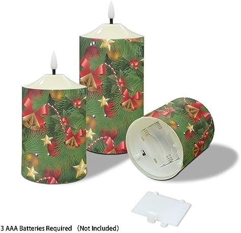Cozeyat Flameless Candles with Remote Christmas Lights Bowknot Tree Design Electric LED Candles for Indoor Outdoor Christmas Decor Flickering Pillar Tea Lights Battery Operated - Image 3