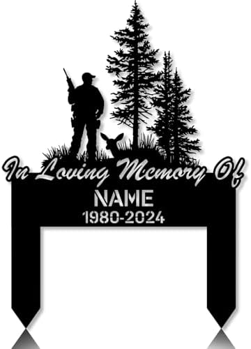 Personalized Hunter Grave Marker Deer Hunting Memorial Garden Stake 8-24 inch Hunter Dad Loss Gift, Hunter Memorial Gift Loss of Loved One (Deer Hunting) by Linktee