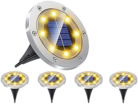 SagaSave Solar Lights Garden 8 LED Solar Disk Lights for Pathway Yard Walkway Patio Lawn Path 5PCS by Unknown