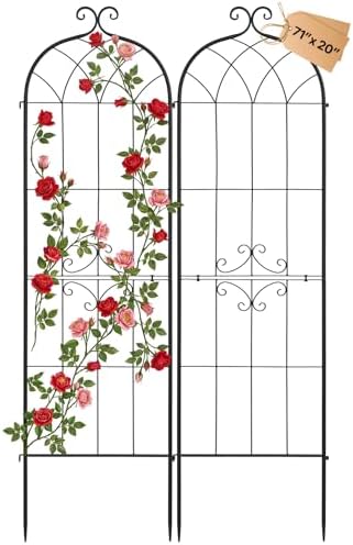 VEVOR Garden Trellis, 71 x 20 inch Rose Trellis, 2 Packs Garden Flower Rose Trellises with Powder-Coated Finish & Convenient Locking Design, Plant Support Trellises for Flowers, Vegetables, Roses by VEVOR
