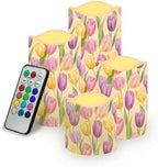 Easter Tulip Flameless Candles Battery Operated Candles Control Timer Color Changing Pillar Candles Bulk Tea Lights Home Table Easter Decoration by Uorisanigo
