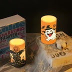 Halloween Day Battery Operated Candles with Remote and Timers Flameless Candles for Trick or Treat Day Party Home Decoration Flickering Elictric Pillar Lights, Black Pumpkin Trick Ghost - Image 6