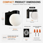 Alighting Dusk to Dawn Outdoor Wall Sconce, Black Globe Porch Light - Image 5