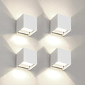 4 PCS LED 12W Outdoor Wall Lights Sconces Exterior/Interior Up and Down Lights IP65 Waterproof Modern Outdoor Lighting Fixtures Square Aluminum Exterior Wall Mount Light White 4000K Natural Lights by MilleLucciole