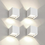 4 PCS LED 12W Outdoor Wall Lights Sconces Exterior/Interior Up and Down Lights IP65 Waterproof Modern Outdoor Lighting Fixtures Square Aluminum Exterior Wall Mount Light White 4000K Natural Lights by MilleLucciole