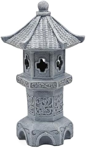 Pagoda Garden Statue, Resin Solar Japanese Pagoda Lantern, Decorative Zen Garden Landscape for Yard Patio Lawn, Style4 - Image 6