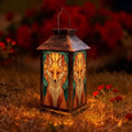 Solar Lantern Symmetrical Fox Stained Glass Outdoor Waterproof Garden Hanging Lantern Solar Powered Lighting Outside Solar Light for Patio Yard Camping, Gifts for Women Mom by Unknown