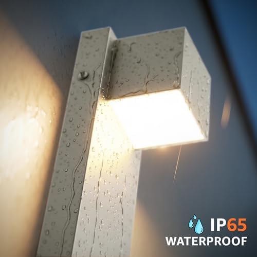 2 Pack 13" Modern Outdoor Led Wall Light,16W 3000K 1200Lumen Porch & Patio Hardwired Wall Mount Wall Sconces,Exterior IP65 Waterproof Aluminum Wall Lamp for Front Door Garage Garden(Nickel) - Image 4