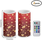 Flameless Candles Bulk Set of 2 Valentines Day Golden Heart Battery Operated Candles with Remote Timer LED Pillar Lights for Home Banquet Dining Table Decoration - Image 2