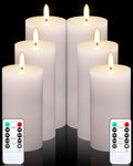 VIHOSE 6 Pack White Flameless Candles Set with Remote and Timer Flickering Flameless Battery Candles Flat Top LED Pillar for Wedding Outdoor Home Festival Decoration(D 3" H 6" 7" 8") by VIHOSE
