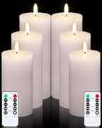 VIHOSE 6 Pack White Flameless Candles Set with Remote and Timer Flickering Flameless Battery Candles Flat Top LED Pillar for Wedding Outdoor Home Festival Decoration(D 3" H 6" 7" 8") by VIHOSE