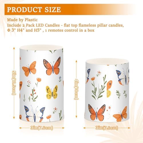 KLL Cartoon Cute Butterflies White Decorative Flickering Candles with Remote, Flickering led Electronic Lights Waterproof with Remote for Outdoor Outdoor Battery Powered - Image 3