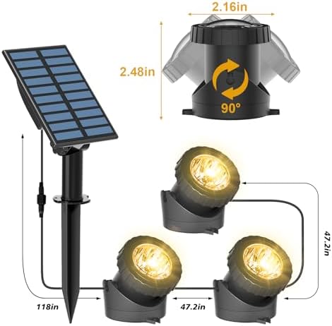 T-SUN Solar Pond Lights, 3-in-1 Warm White LED Submersible Pond Lights - Image 7
