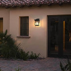 LALUZ Outdoor Wall Light with Seeded Glass, Rectangle Exterior Porch Light with Cross Bar, 1 Pack Waterproof and Anti-Rust Outside Lamp for Porch, Backyard, Patio, Garage, Black - Image 4