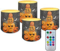 4 Pack Flameless Candles with Remote Halloween Pumpkin Bat Battery Operated Pillar Candles with Timer LED Elictric Tealights for Trick or Treat Party Banquet Home Decorations by Merkmak