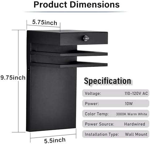 2 Pack Dusk to Dawn Black Outdoor Wall Lights, Hardwired Exterior Sconces - Image 5
