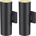 wowlite Outdoor Wall Sconces, Cylinder Up & Down Light, Matte Black, 2 Pack by wowlite