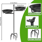 46 Inch Metal Bird Bath for Outside, Vintage Freestanding Birdbaths Feeder Bowl, Stable & Easy to Clean Birdfeeder for Outdoors Garden Yard Lawn Decor (Black) - Image 2