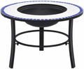Blue White Ceramic Fire Pit 26.8 Inch Outdoor Wood Burning with Stand by MNISDFL