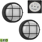 8 Inch Black Round Bulkhead LED Light Set of 2,Nautical Outdoor Lights Black Round LED Sauna Light 3000K,1500LM,15W Outdoor 8" Nautical Bulkhead Wall Lights - Image 7