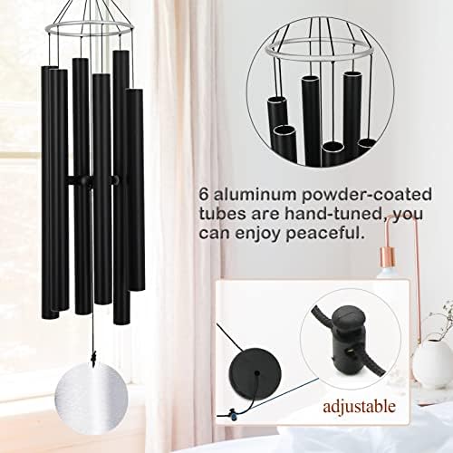 Wind Chimes Large Outdoors Clearance Deep Tone, 45" Sympathy Wind Chimes in Loving Memory of Someone, Memorial Wind Chimes Gifts for Mother's Day, Metal Wind Chimes Outdoors Garden/Yard Décor(Black) - Image 4