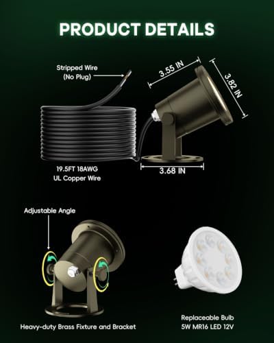 Low Voltage Pond Light, Brass Fountain Light Underwater IP68 - Image 5