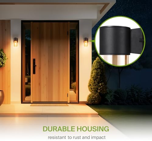 ASD Amber Glass Outdoor Wall Lights - 60W 120V E26 Base ETL Exterior Lighting Fixtures, LED/CFL/Incandescent Bulb Outdoor Lights for House, Waterproof Patio Wall Sconces & Porch Decor 2 Pack - Image 5