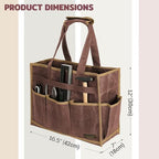 Tool Bag, Heavy Duty 16oz Waxed Canvas Water-Resistant Tool Pouches, Tool Tote with Handle for Tools, Wrenches, Screwdrivers (16.5 X 7 X 12 inch) | Brown - Image 2