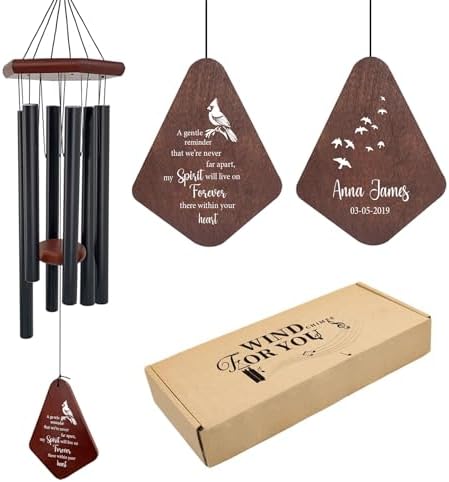 ASTARIN Personalized Name Memorial Wind Chimes, Sympathy Gift for Loss of Lover Mom Dad, Bereavement Deep Tone Wind Chimes for Outside in Memory Gift, Decor Outdoor Garden Patio by Astarin